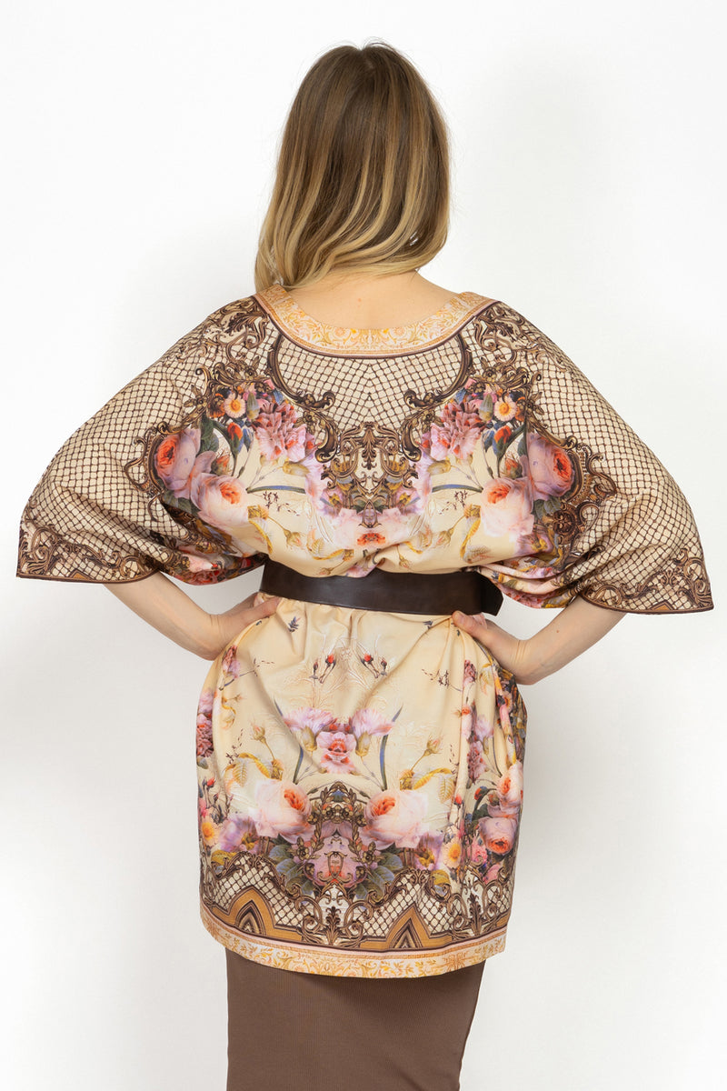 Cardigan en éponge française - Fleurs baroques