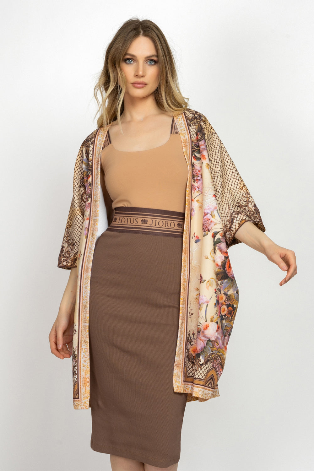 Cardigan en éponge française - Fleurs baroques