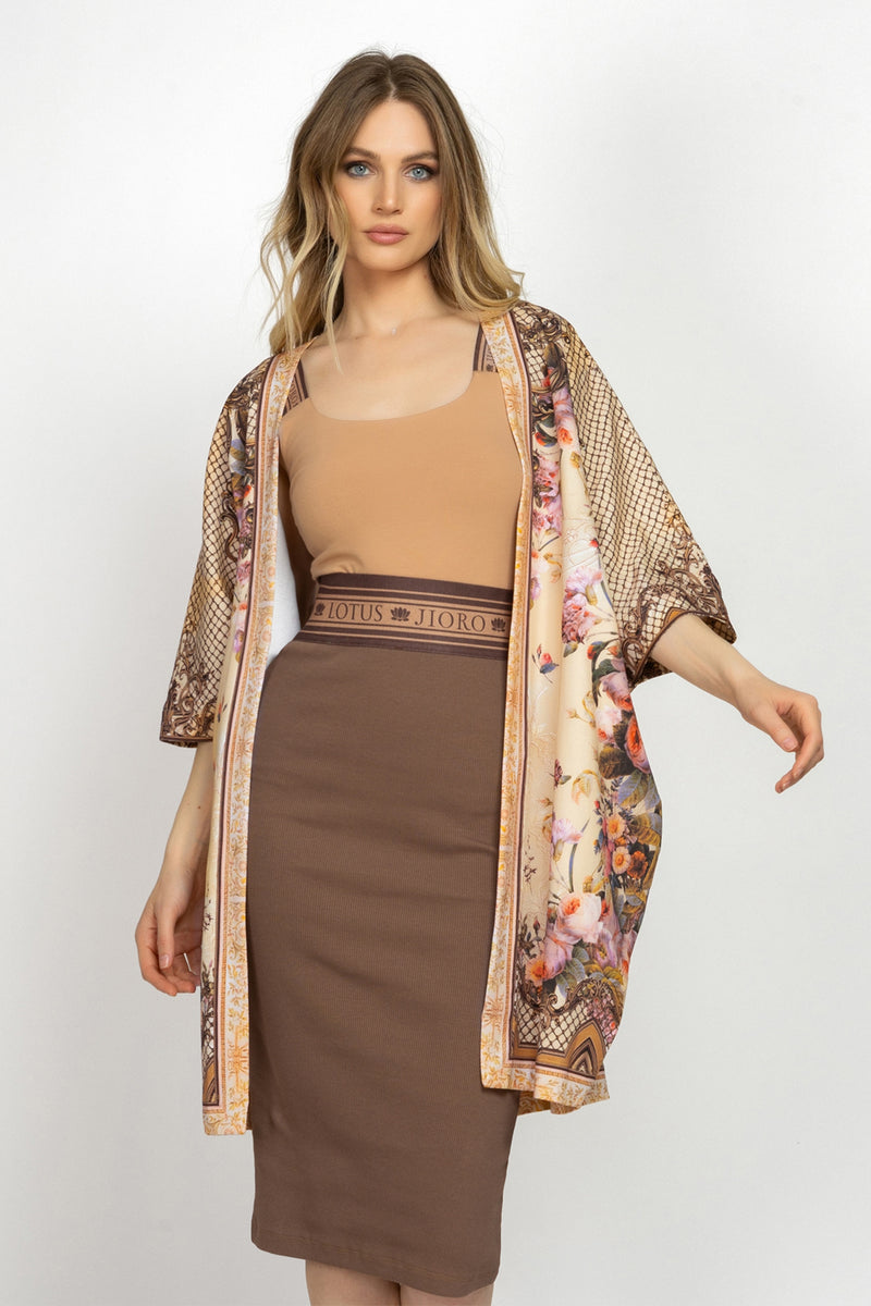 Cardigan en éponge française - Fleurs baroques