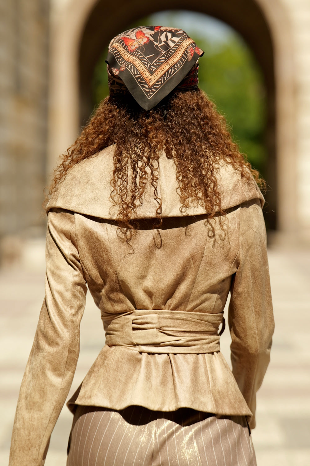 SUEDE-LOOK BLAZER WITH ASYMMETRICAL CLOSURE IN CAPPUCINO- ESSENTIALS