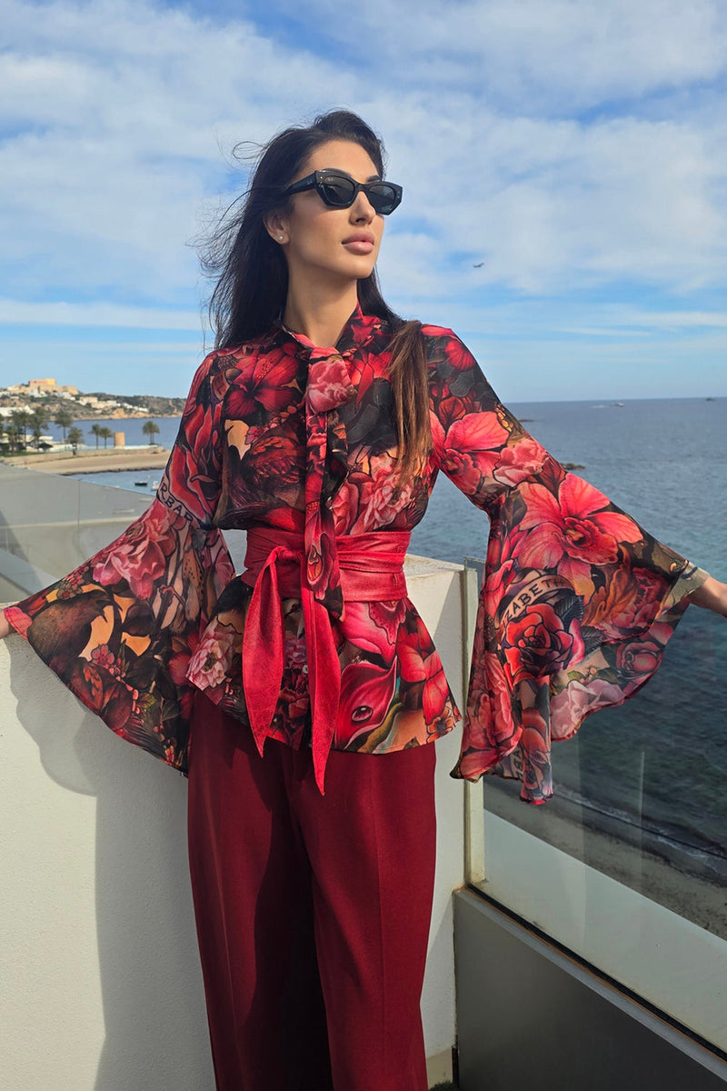 CEINTURE STYLE ENROULÉ - IMITATION DAIM EN ROUGE - ESSENTIELS