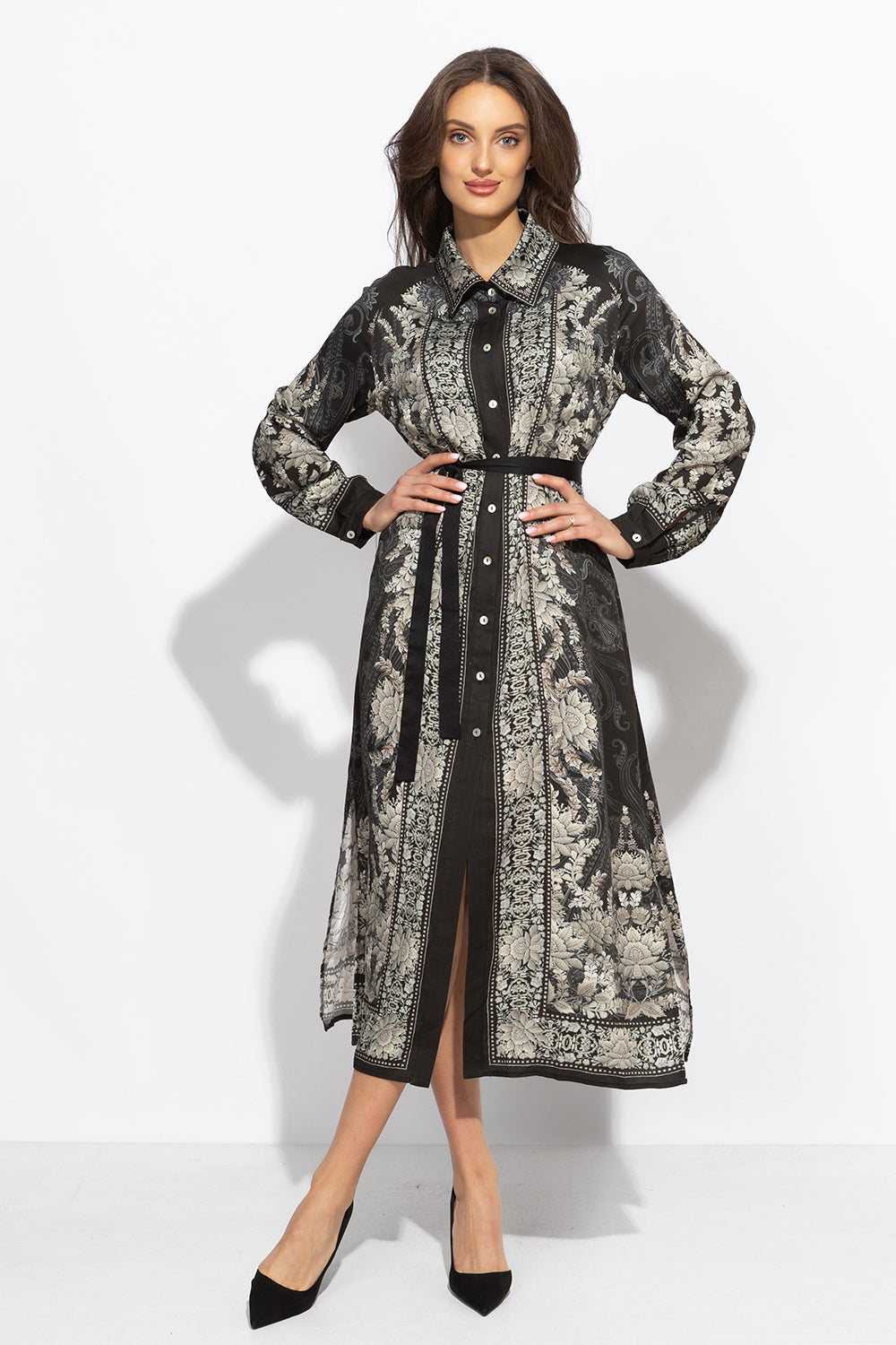 Robe chemise en viscose avec ceinture amovible - Lotus gelé