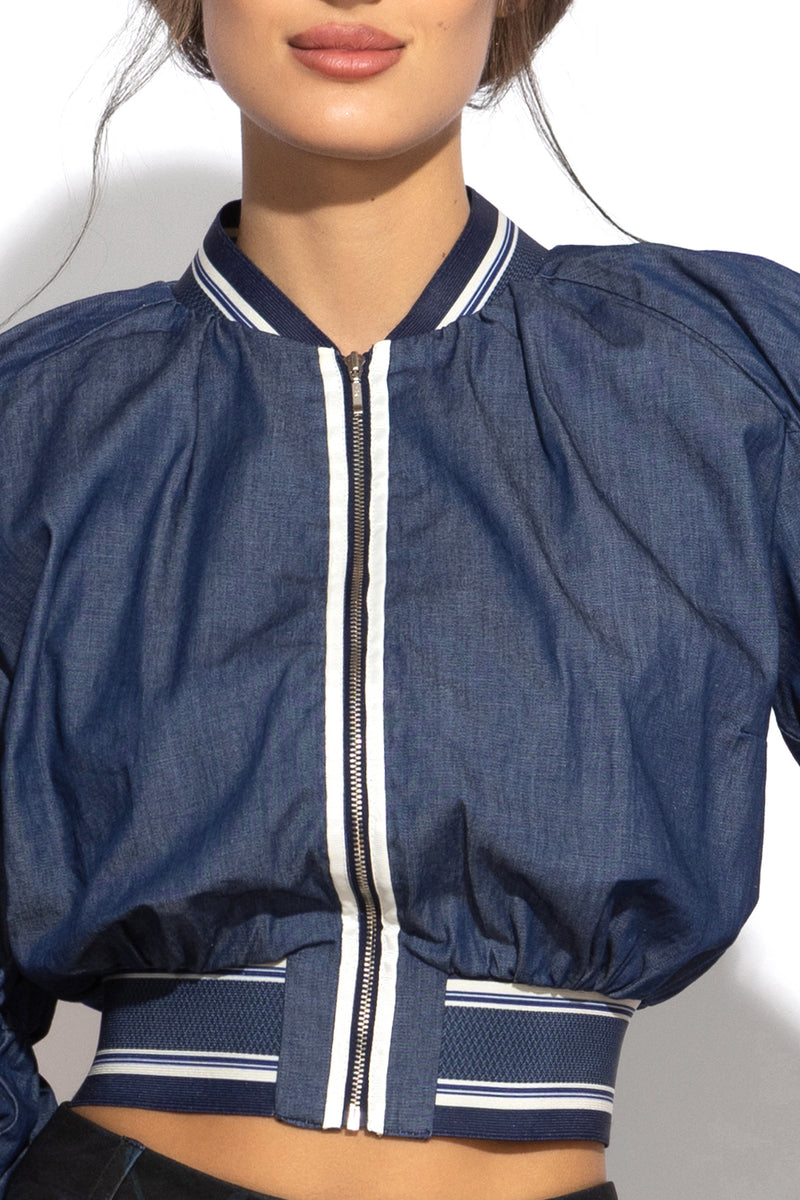 VESTE BOMBER EN JEAN - ESSENTIELS