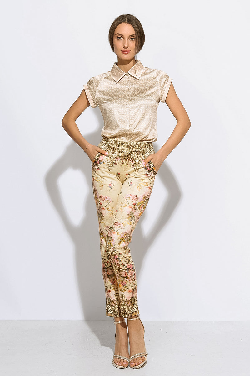 CLASSIC VISCOSE PANTS - BAROQUE FLOWERS JIORO КЛАСИЧЕСКИ ПАНТАЛОН ОТ ВИСКОЗА - BAROQUE FLOWERS JIORO