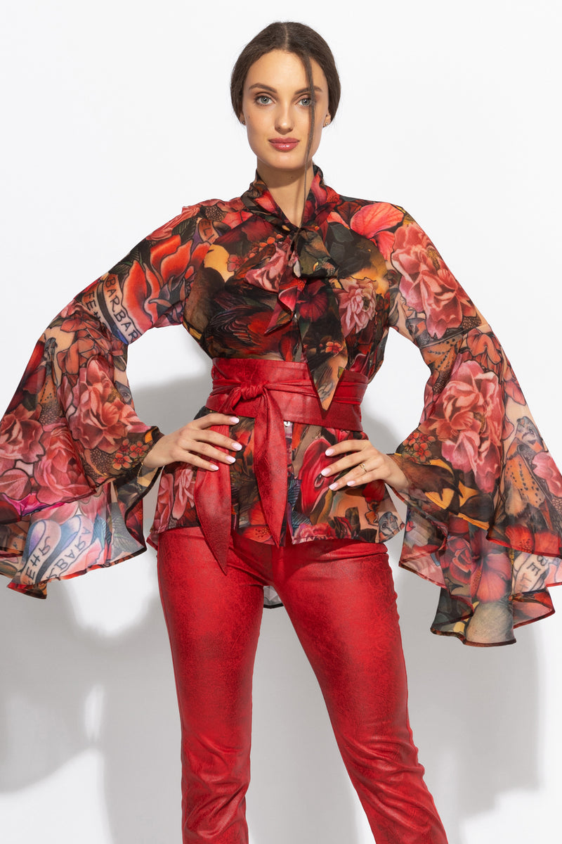 CEINTURE STYLE ENROULÉ - IMITATION DAIM EN ROUGE - ESSENTIELS