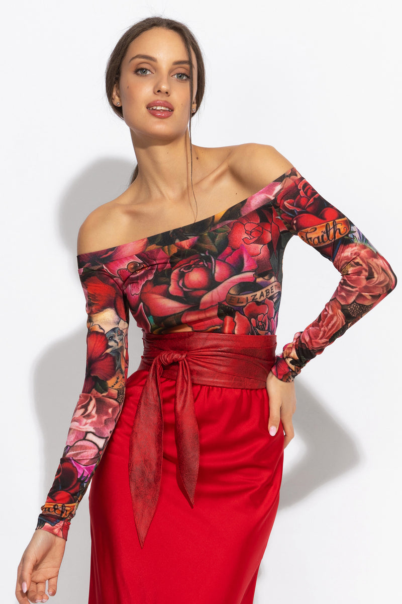 CEINTURE STYLE ENROULÉ - IMITATION DAIM EN ROUGE - ESSENTIELS