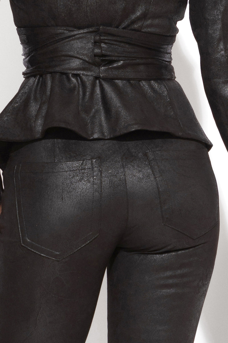 PANTALON SLIM TAILLE HAUTE NOIR - ESSENTIELS