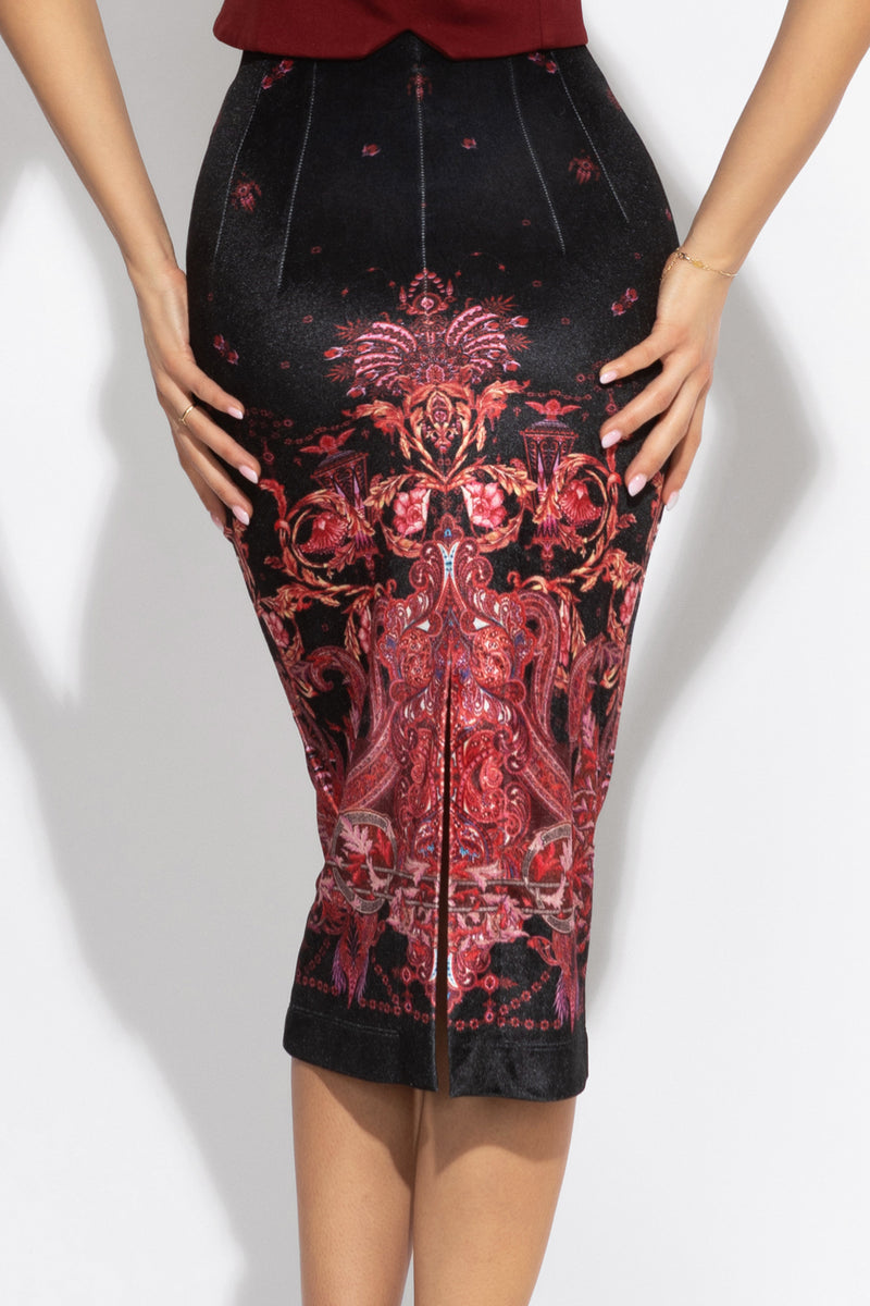 VELVET SKIRT - PAISLEY DARK JIORO ТЯСНА ПОЛА ОТ КАДИФЕ - PAISLEY DARK JIORO