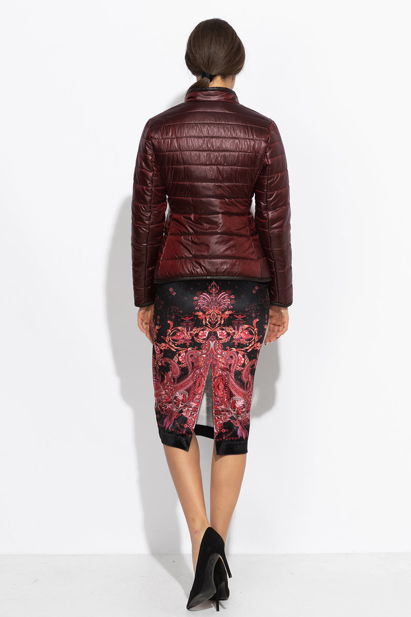 LIGHTLY COATED JACKET WITH QUILTED LINING IN BURGUNDY - ESSENTIALS JIORO ЯКЕ ОТ ПРОМАЗКА В БОРДО - ESSENTIALS JIORO