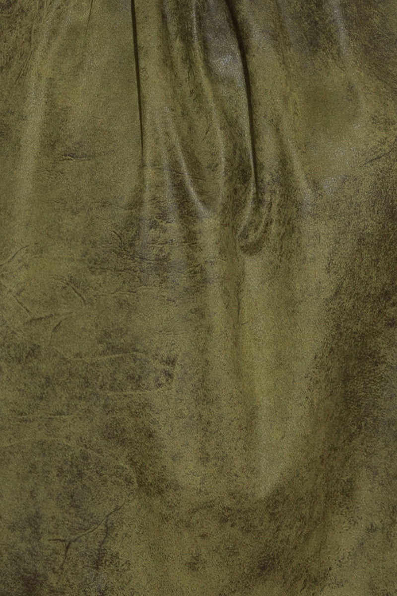 SUEDE-LOOK SHIRT DRESS IN OLIVE GREEN - ESSENTIALS