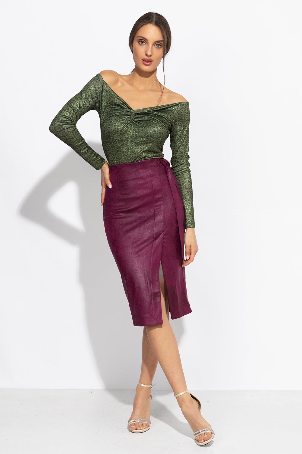 BURGUNDY WRAP SKIRT - ESSENTIALS