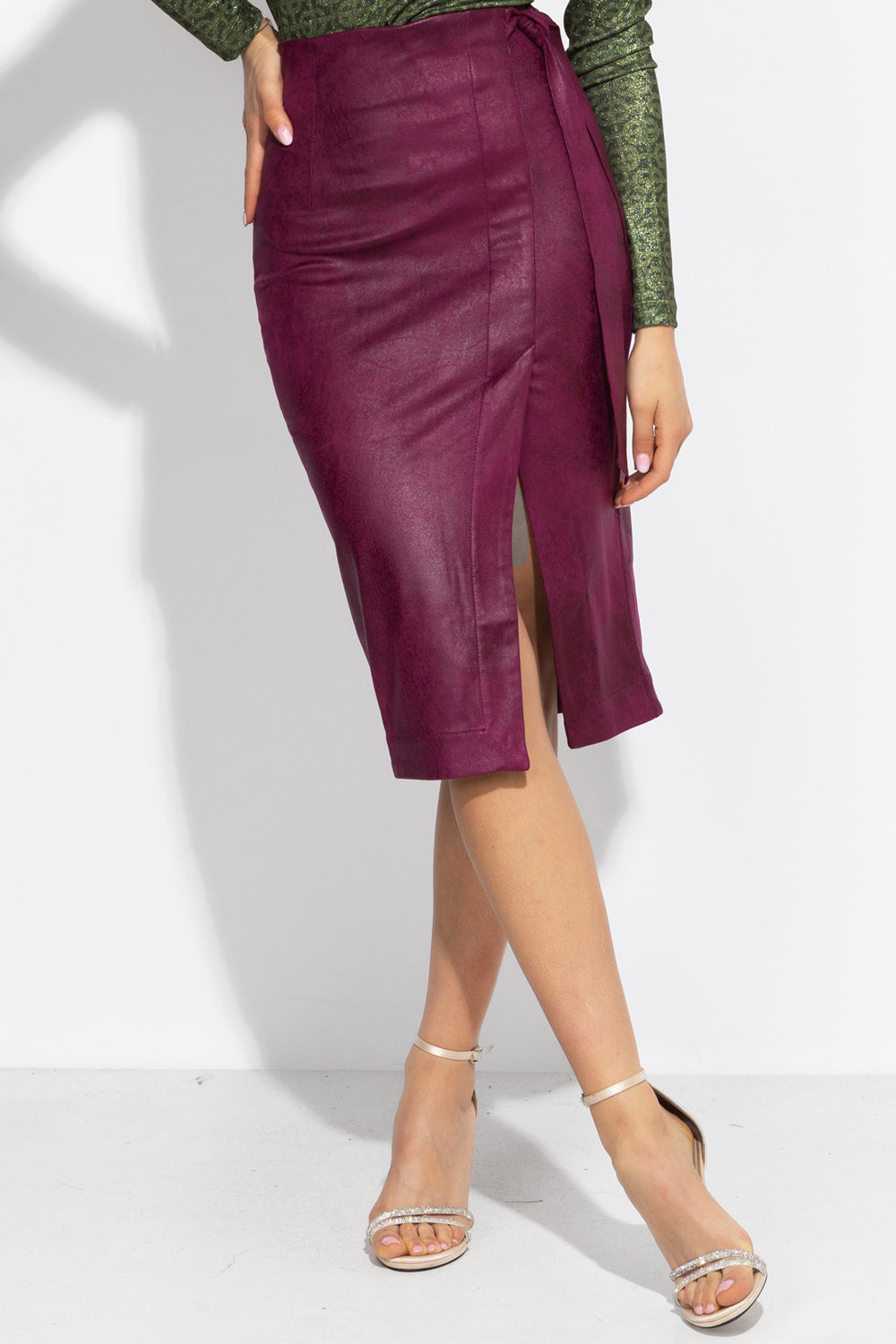 BURGUNDY WRAP SKIRT - ESSENTIALS