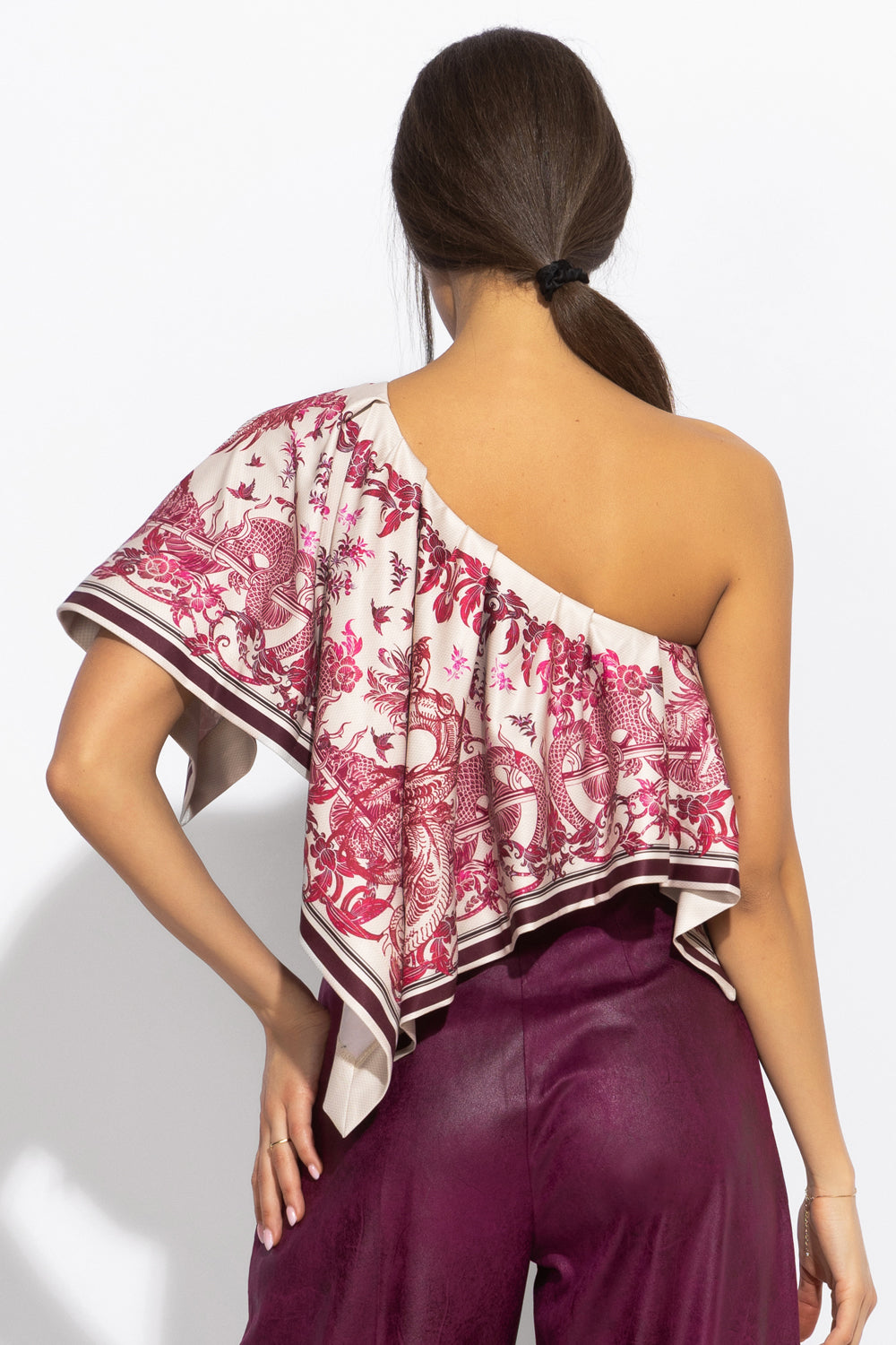 ELEGANT TOP WITH BARE SHOULDER - ASIA BORDEAUX