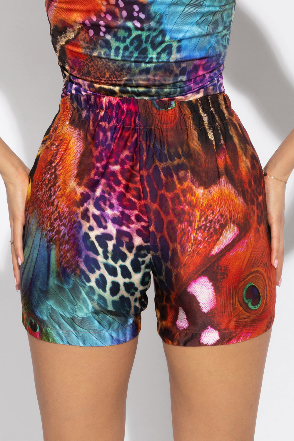 WOMEN'S SATIN VISCOSE SHORTS - LEO NEON WILD