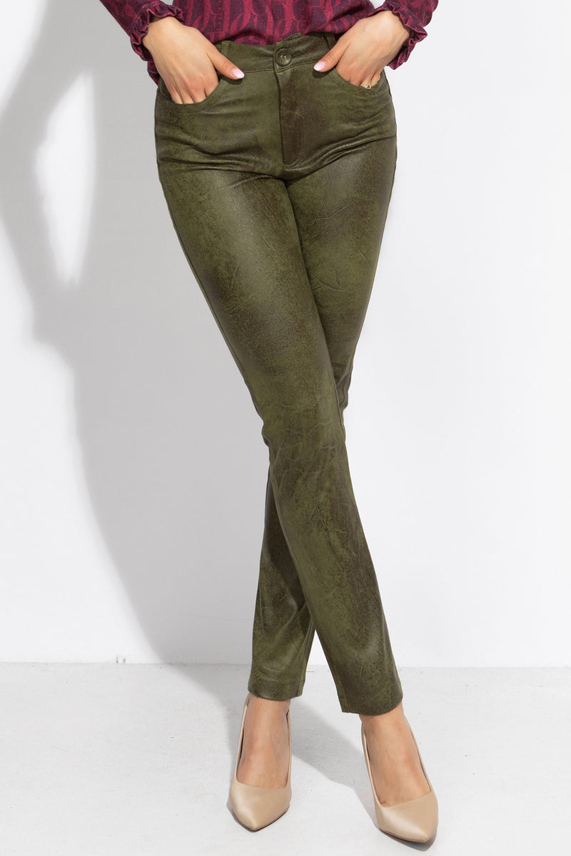 PANTALON SKINNY 5-POCHES EN VERT OLIVE - ESSENTIELS