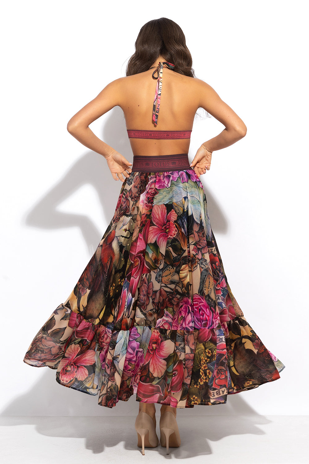 FULL-FLARED MAXI SKIRT WITH ELASTIC WAIST - TATTOO STAR