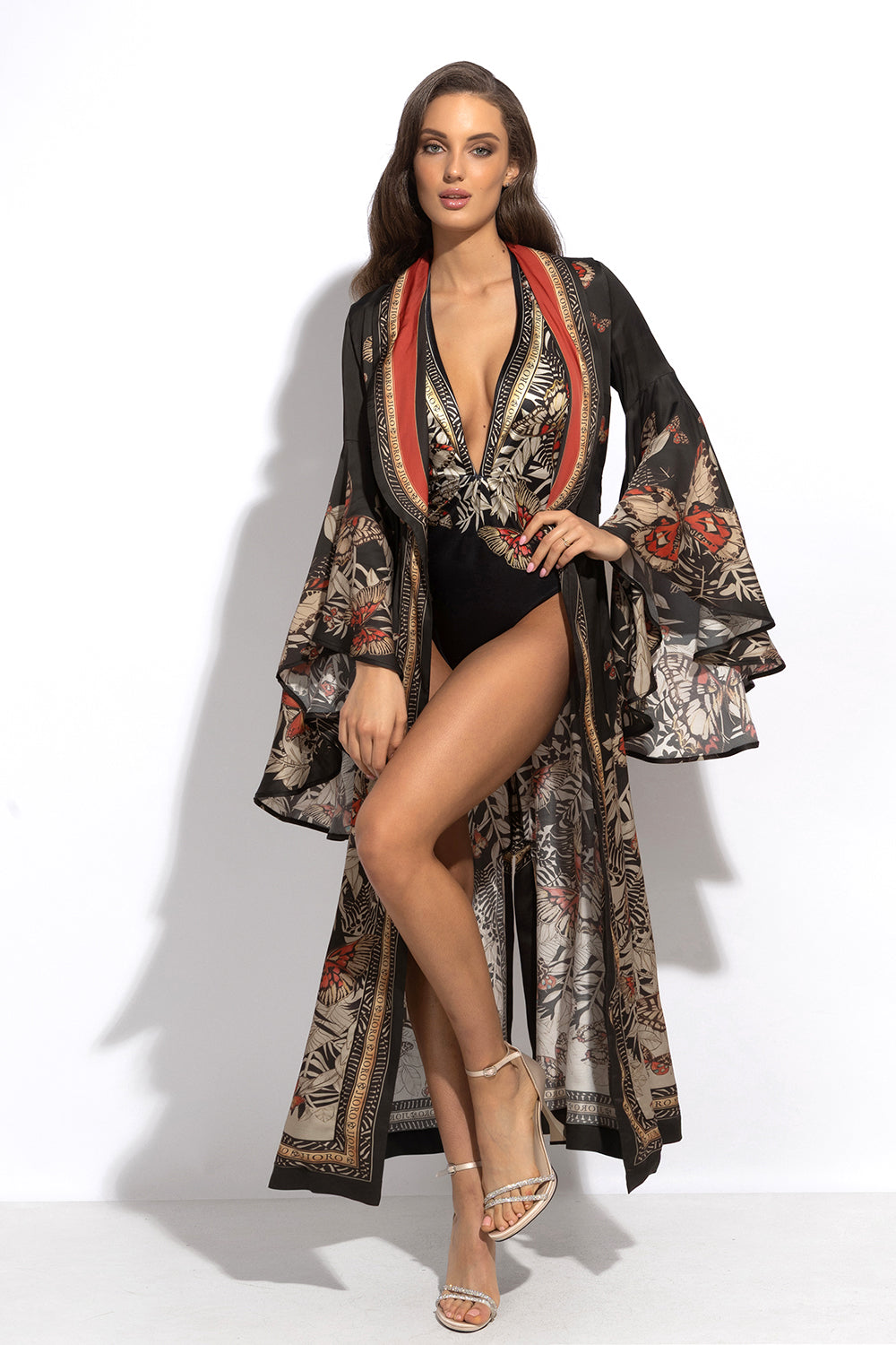 ONE-PIECE SWIMSUIT WITH CUPS AND OPEN BACK - MIDNIGHT BUTTERFLIES