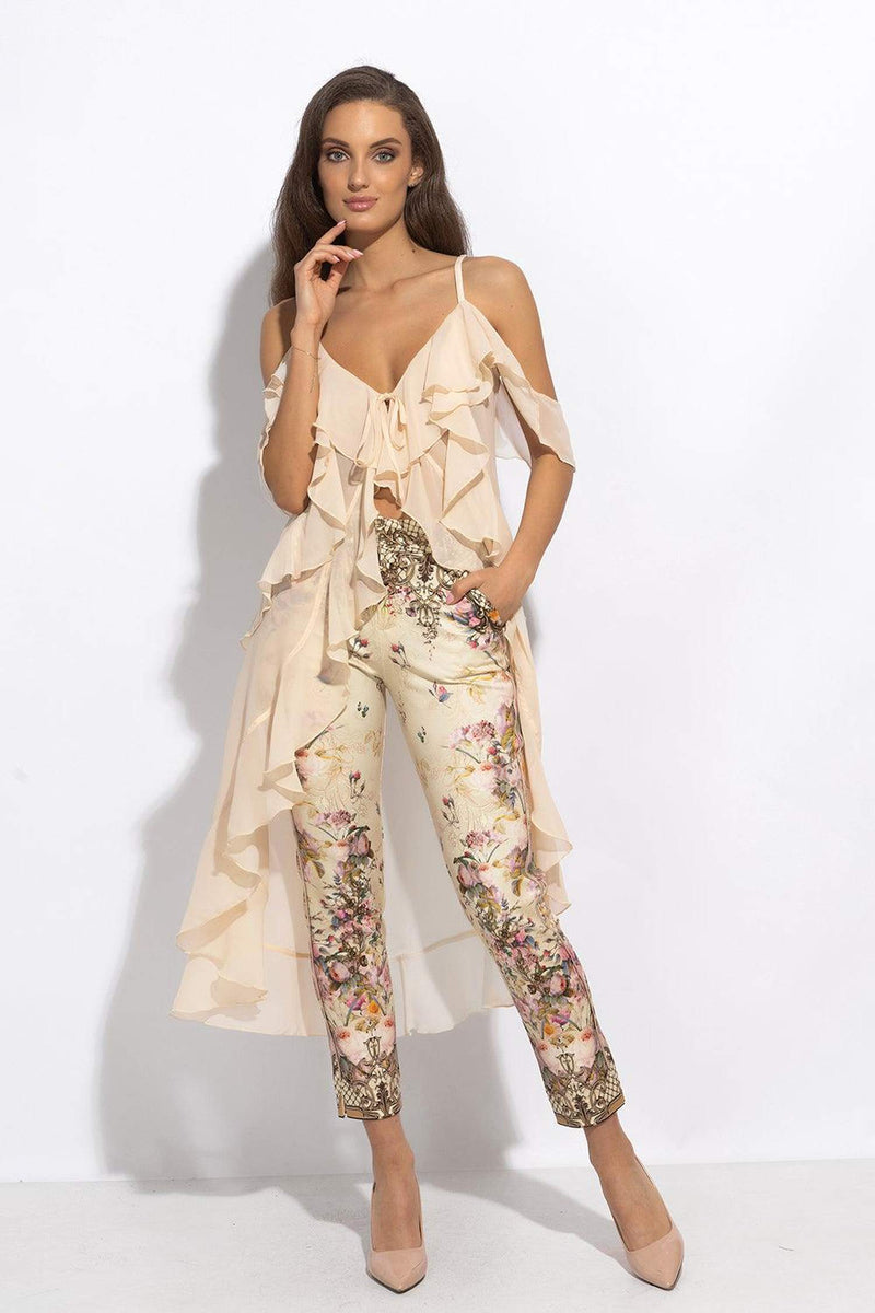 CLASSIC VISCOSE PANTS - BAROQUE FLOWERS JIORO КЛАСИЧЕСКИ ПАНТАЛОН ОТ ВИСКОЗА - BAROQUE FLOWERS JIORO