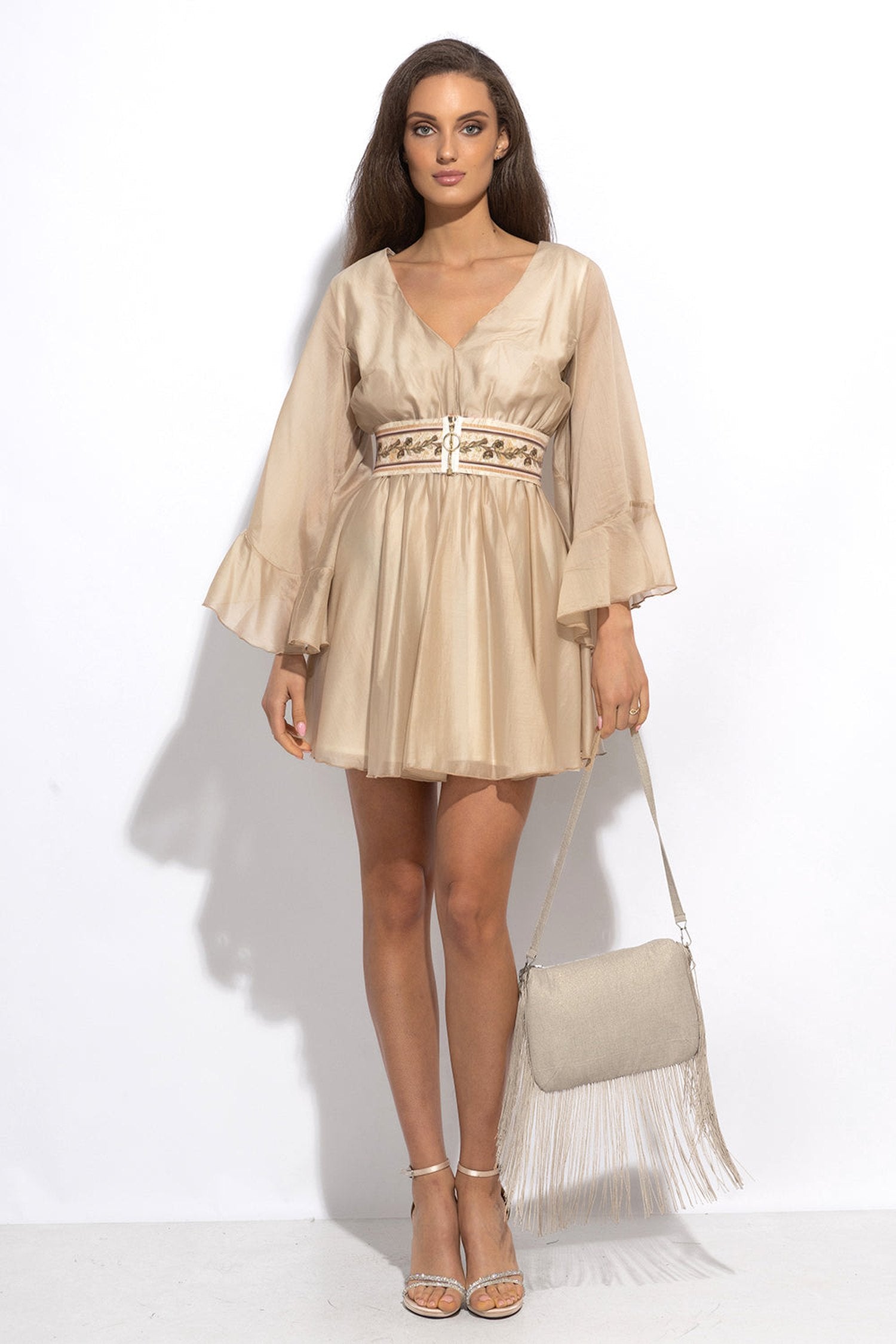 SHORT LYOCELL DRESS WITH WIDE SLEEVES - ESSENTIALS