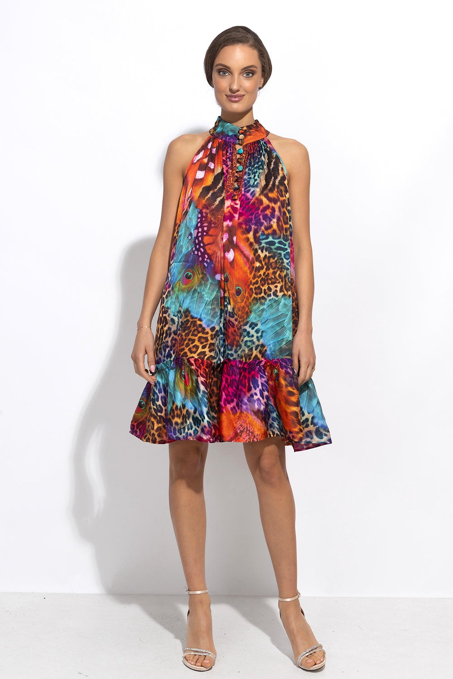 ROBE ÉVASÉE EN VISCOSE - LÉOPARD NÉON SAUVAGE