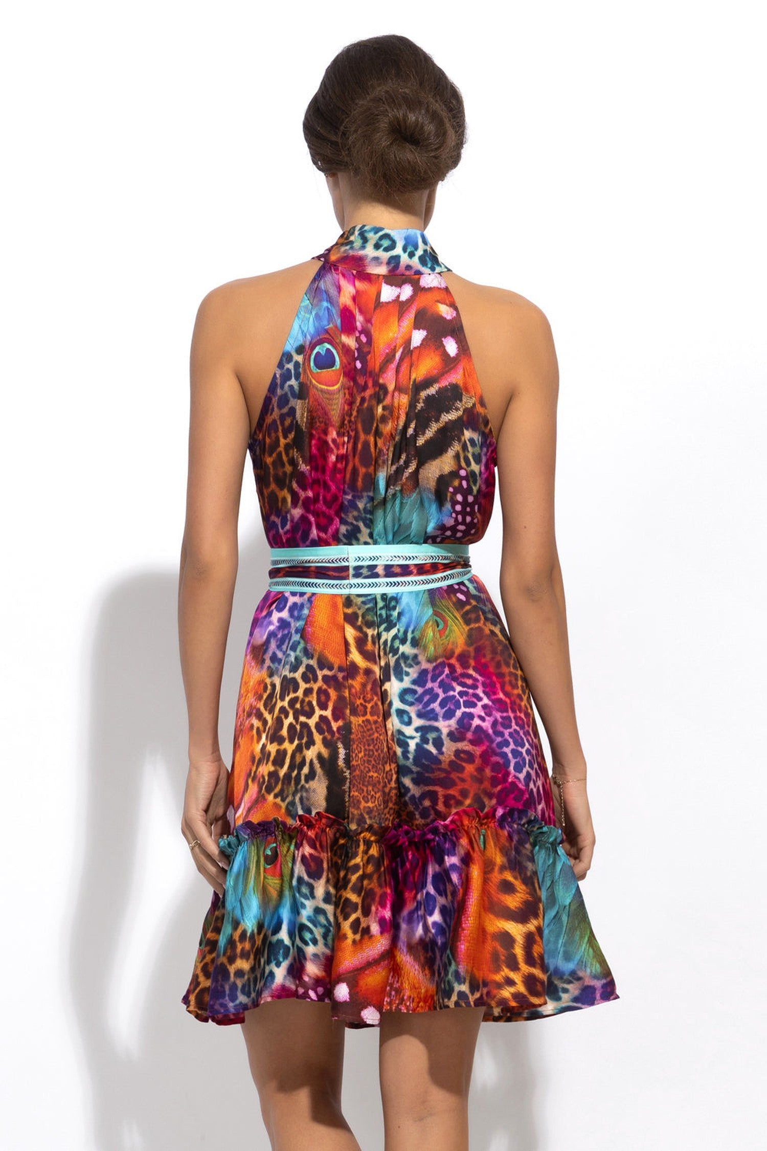 ROBE ÉVASÉE EN VISCOSE - LÉOPARD NÉON SAUVAGE