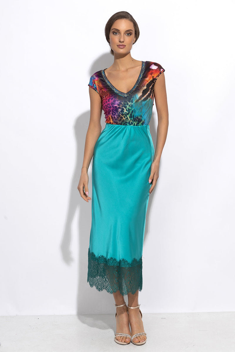 Chemisier basique avec encolure en V - Leo Neon Wild