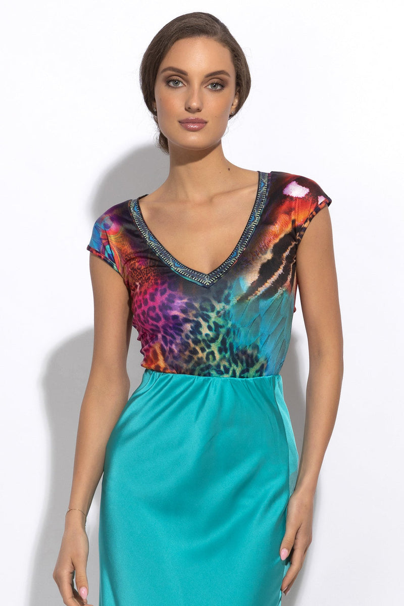 Chemisier basique avec encolure en V - Leo Neon Wild