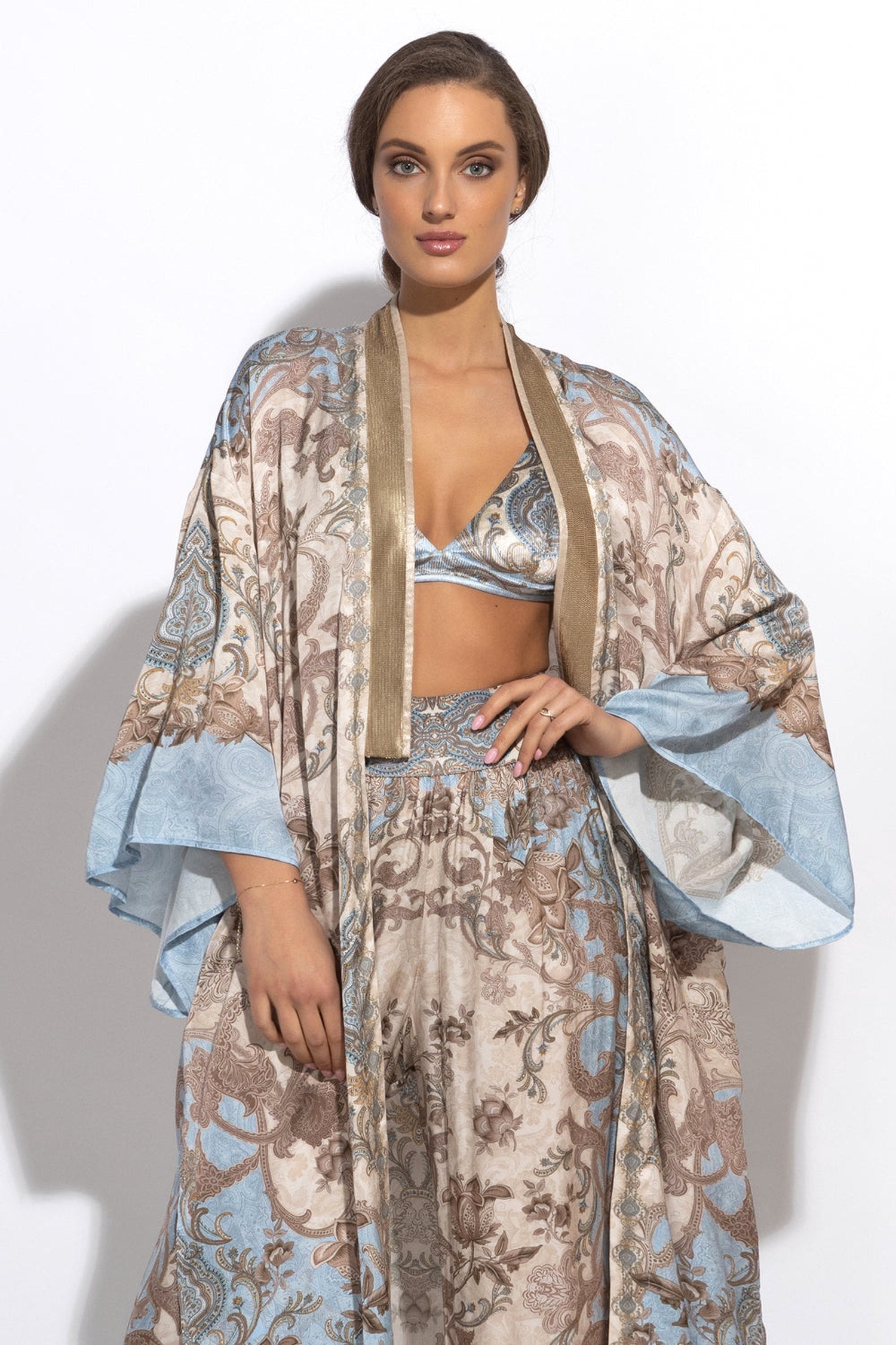 PANTALON AMPLE EN VISCOSE SATINÉE - CIEL PAISLEY