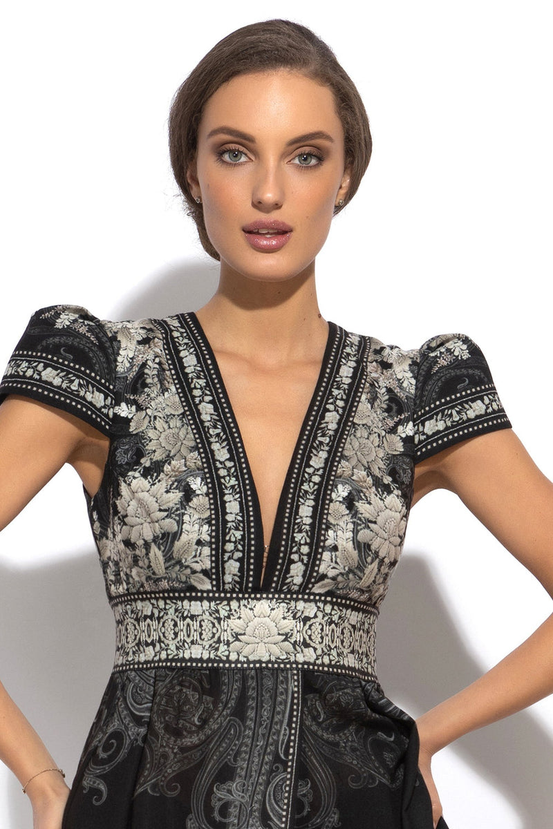 EMPIRE WAIST MAXI DRESS WITH LINEN FEEL - FROZEN LOTUS JIORO МАКСИ РОКЛЯ С ВИСОКА ТАЛИЯ С УСЕЩАНЕ ЗА ЛЕН - FROZEN LOTUS JIORO