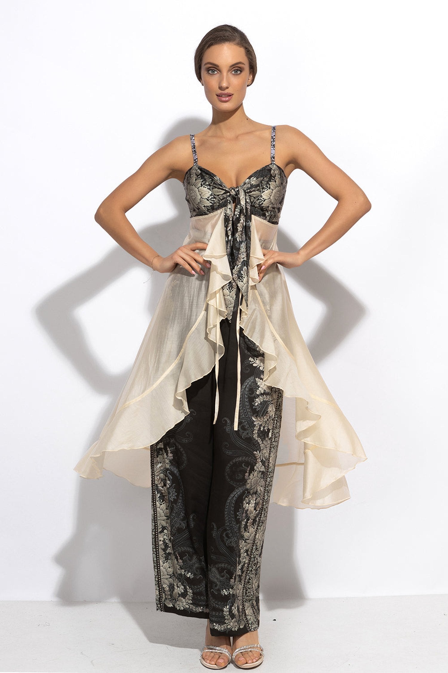 TUNIQUE LONGUE À VOLANTS EN LYOCELL ET VISCOSE - LOTUS GELÉ