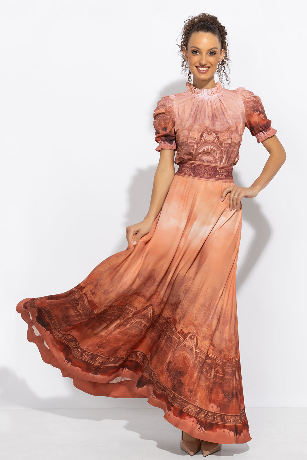 LONG VISCOSE SKIRT WITH ELASTIC WAIST AND SIDE POCKETS - ANCIENT TOWN