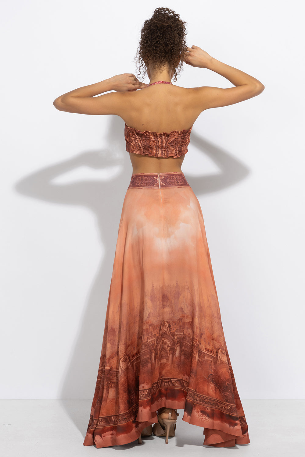 LONG VISCOSE SKIRT WITH ELASTIC WAIST AND SIDE POCKETS - ANCIENT TOWN