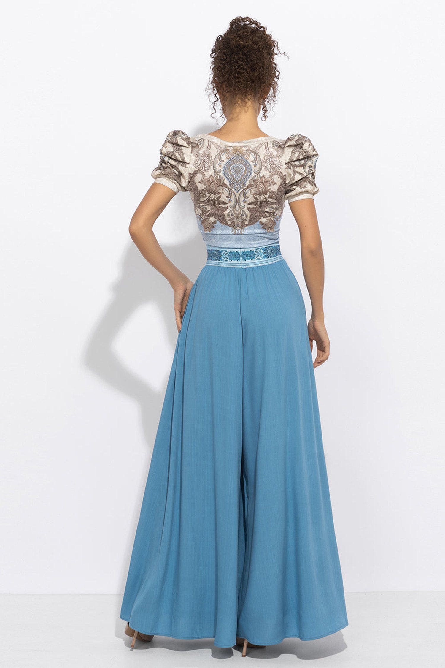 PANTALON EN VISCOSE BLEU CIEL AVEC FENTES - ESSENTIELS