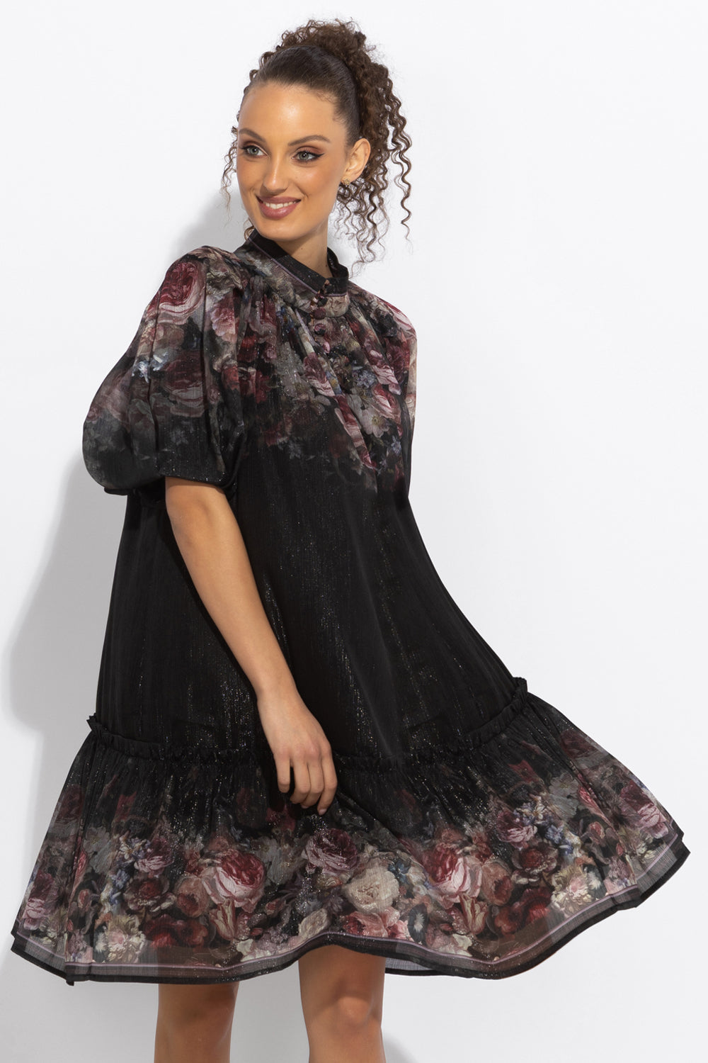 DRESS WITH PUFF SLEEVE - VINTAGE FLOWERS