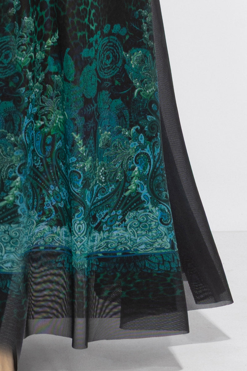 LONG FINE NET DRESS - LEO NEON GREEN JIORO ДЪЛГА РОКЛЯ ОТ ФИНА МРЕЖА - LEO NEON GREEN JIORO