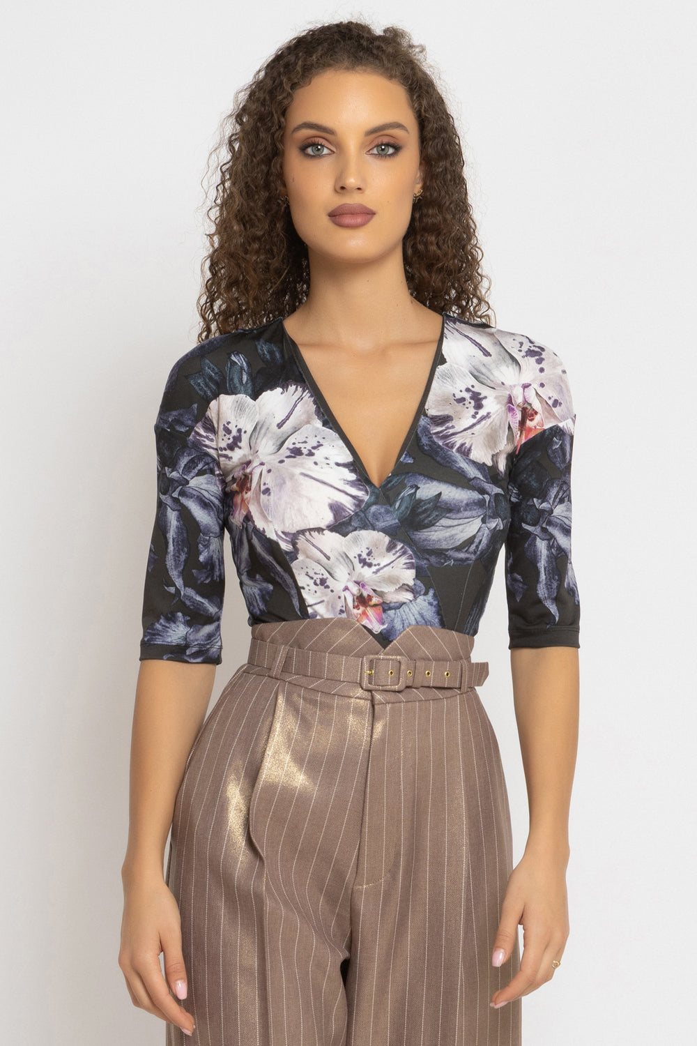 WRAPPED V-NECK BODYSUIT - ORCHID ICE JIORO БОДИ С V-ДЕКОЛТЕ - ORCHID ICE JIORO