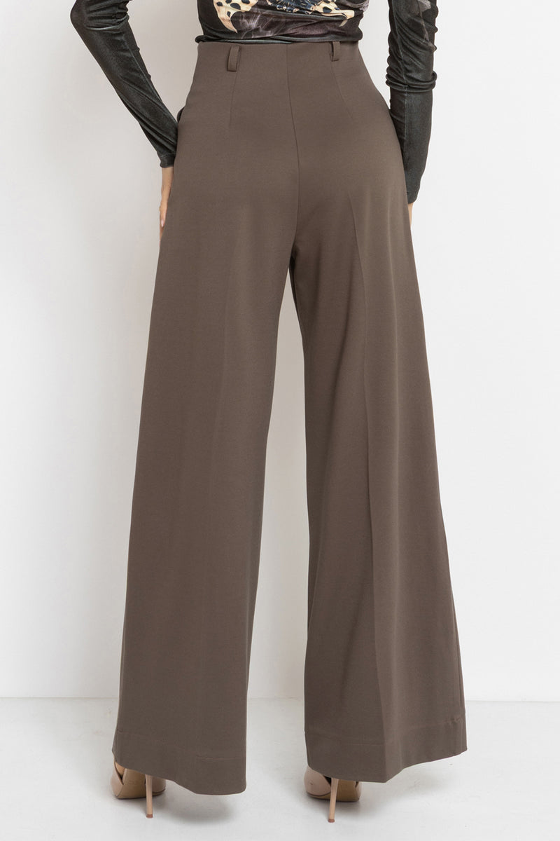 VISCOSE BLEND HIGH-WAISTED TROUSERS IN MOCHA - ESSENTIALS JIORO ШИРОК ПАНТАЛОН ОТ ВИСКОЗА С ВИСОКА ТАЛИЯ В МОКА - ESSENTIALS JIORO