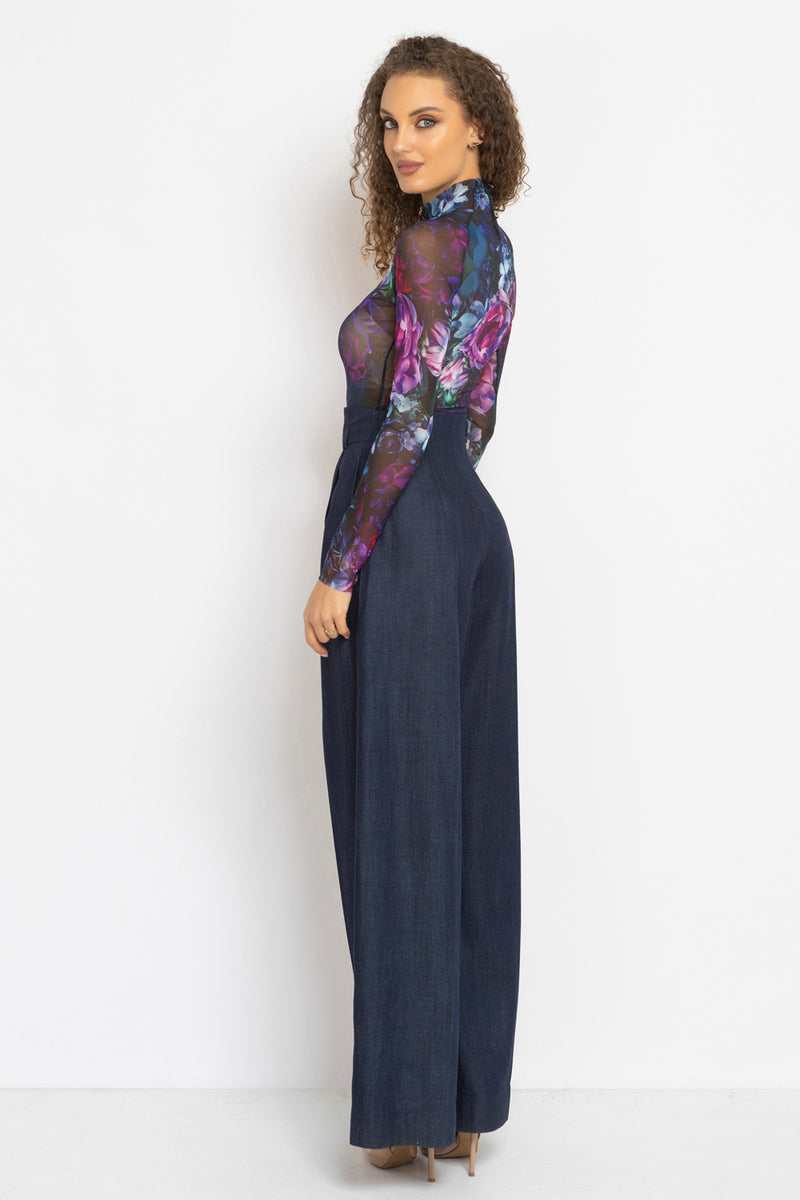 LONG SLEEVE MESH BODYSUIT - PEONIES JIORO БОДИ ОТ МРЕЖА С ДЪЛЪГ РЪКАВ - PEONIES JIORO