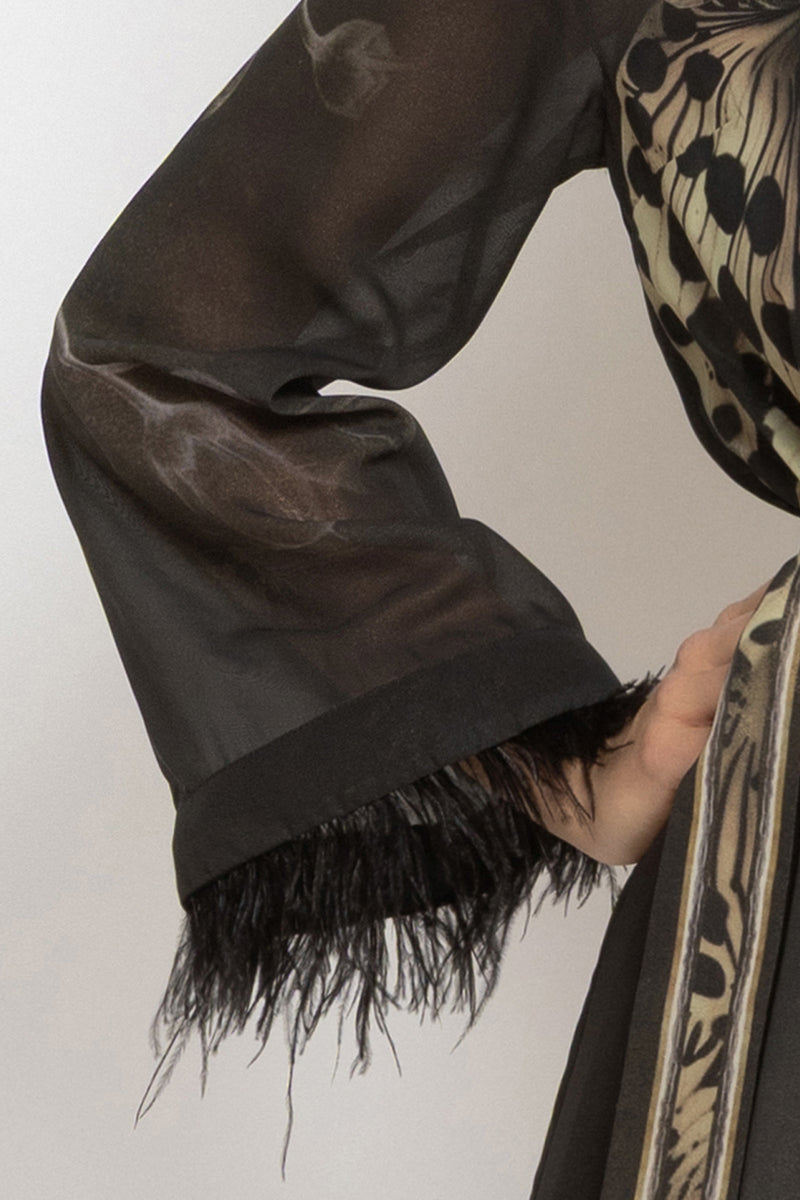 FRENCH CHIFFON CAFTAN DRESS - LEO ORCHID JIORO РОКЛЯ КАФТАН ОТ ФРЕНСКИ ШИФОН - LEO ORCHID JIORO