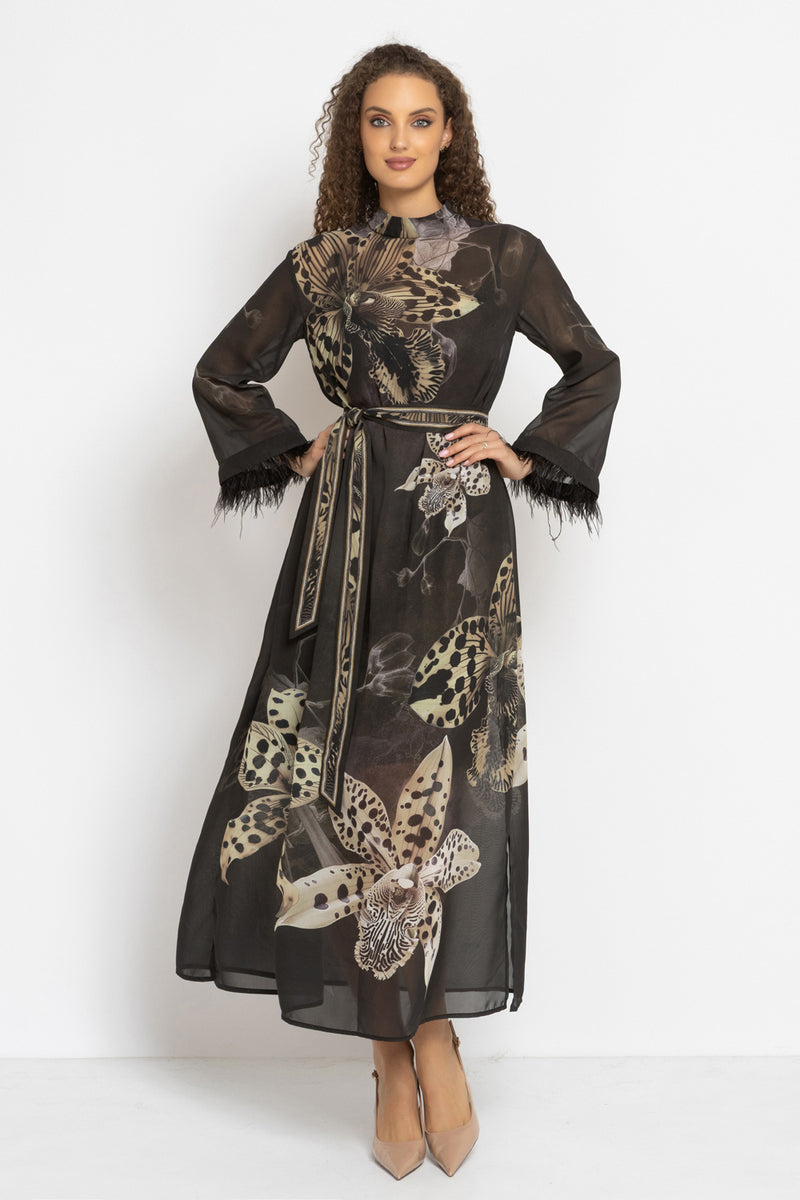 FRENCH CHIFFON CAFTAN DRESS - LEO ORCHID JIORO РОКЛЯ КАФТАН ОТ ФРЕНСКИ ШИФОН - LEO ORCHID JIORO