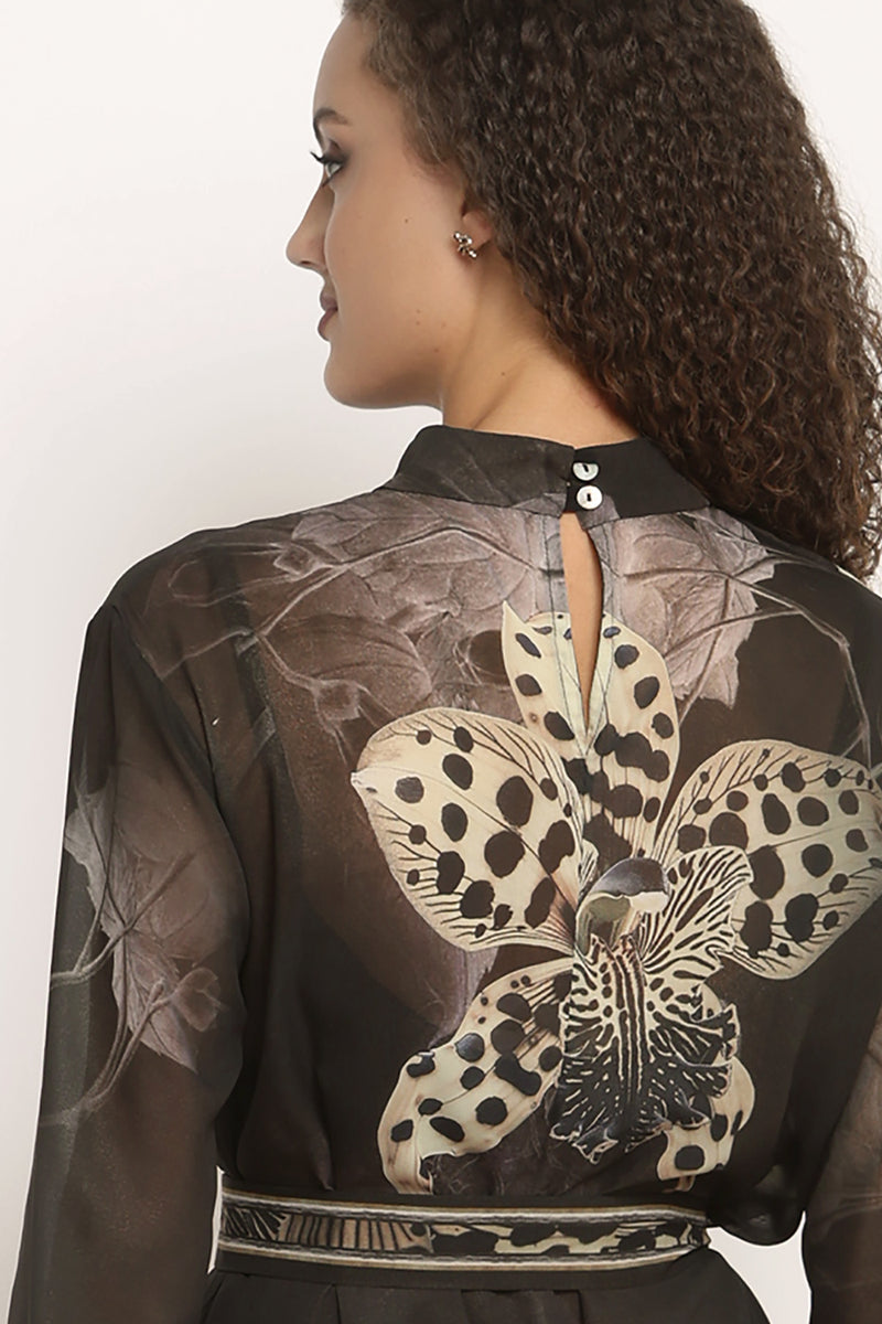 FRENCH CHIFFON CAFTAN DRESS - LEO ORCHID JIORO РОКЛЯ КАФТАН ОТ ФРЕНСКИ ШИФОН - LEO ORCHID JIORO