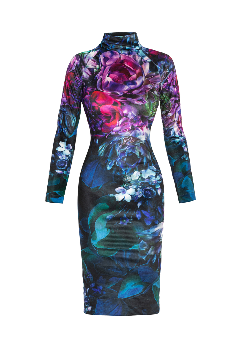 LONG SLEEVES VELVET DRESS - PEONIES JIORO ВТАЛЕНА РОКЛЯ ОТ КАДИФЕ - PEONIES JIORO