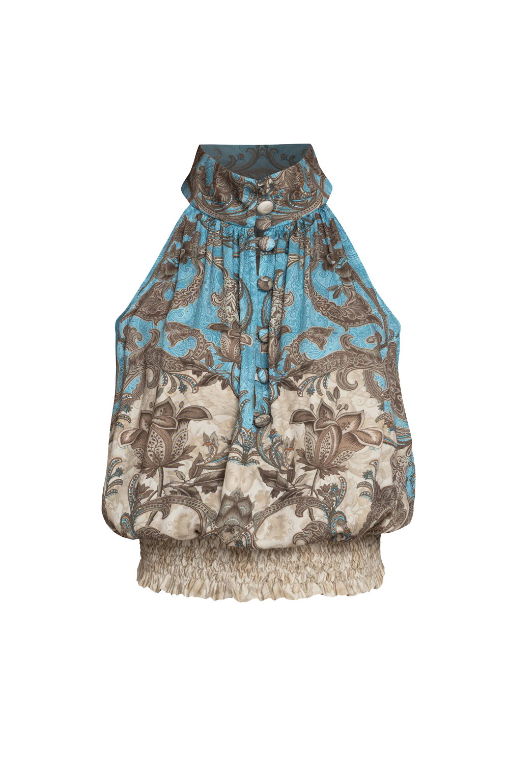 TOP COURT EN SATIN DE VISCOSE - CIEL PAISLEY