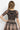 SHORT SLEEVE MESH BODYSUIT WITH ROUND NECKLINE - GRAFFITI POWDER