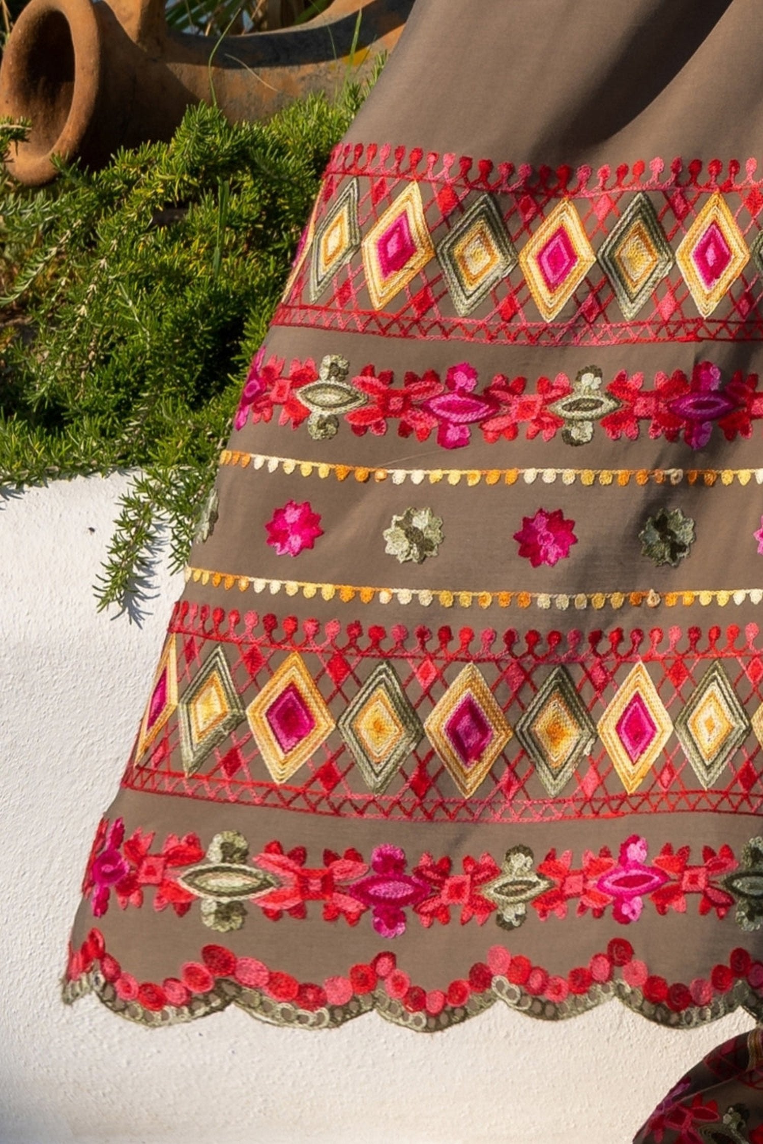 KIMONO EN VISCOSE DE COULEUR KAKI - ESSENTIELS