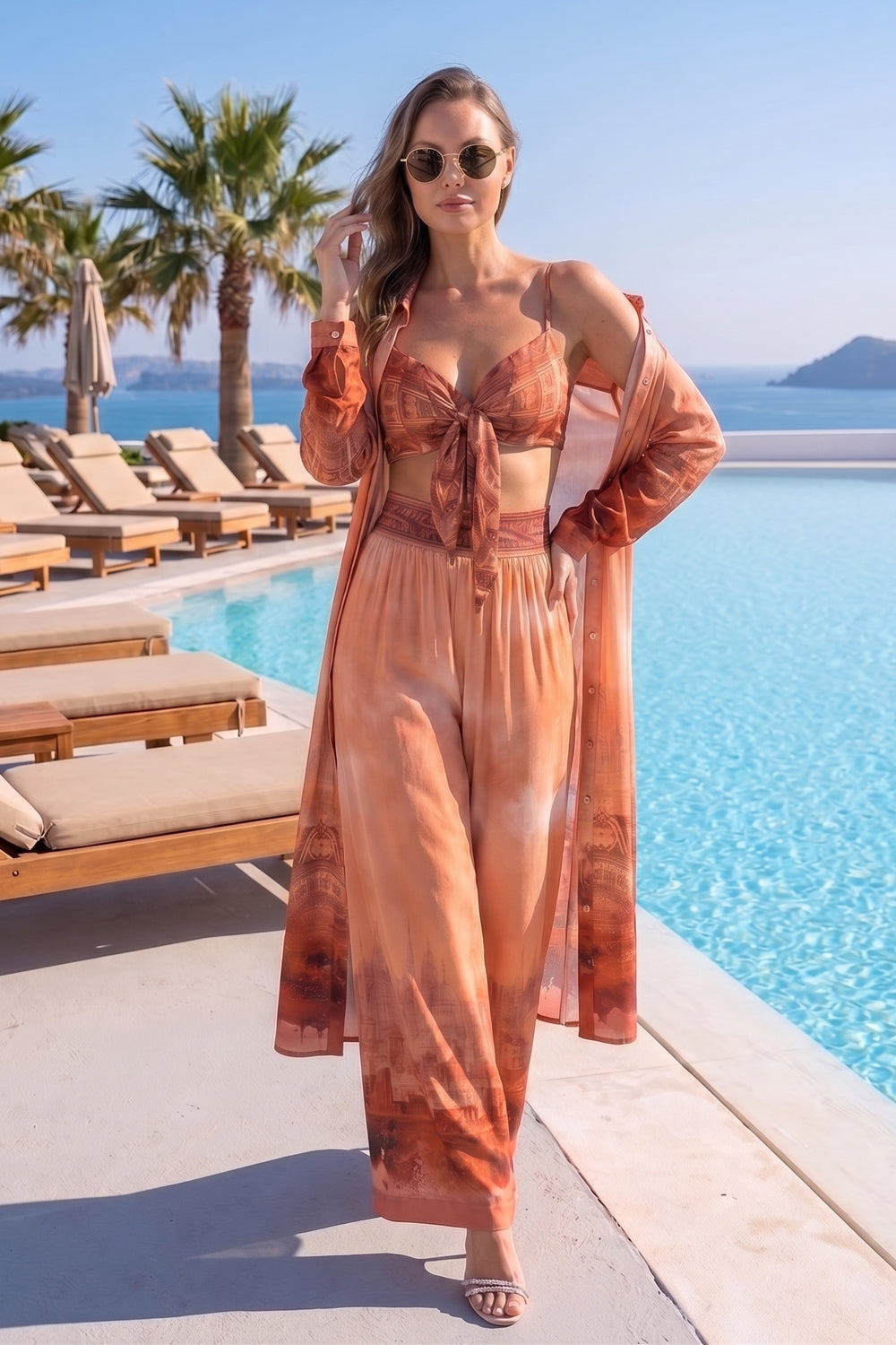 VISCOSE WIDE-LEG TROUSERS WITH ELASTIC WAIST - ANCIENT TOWN