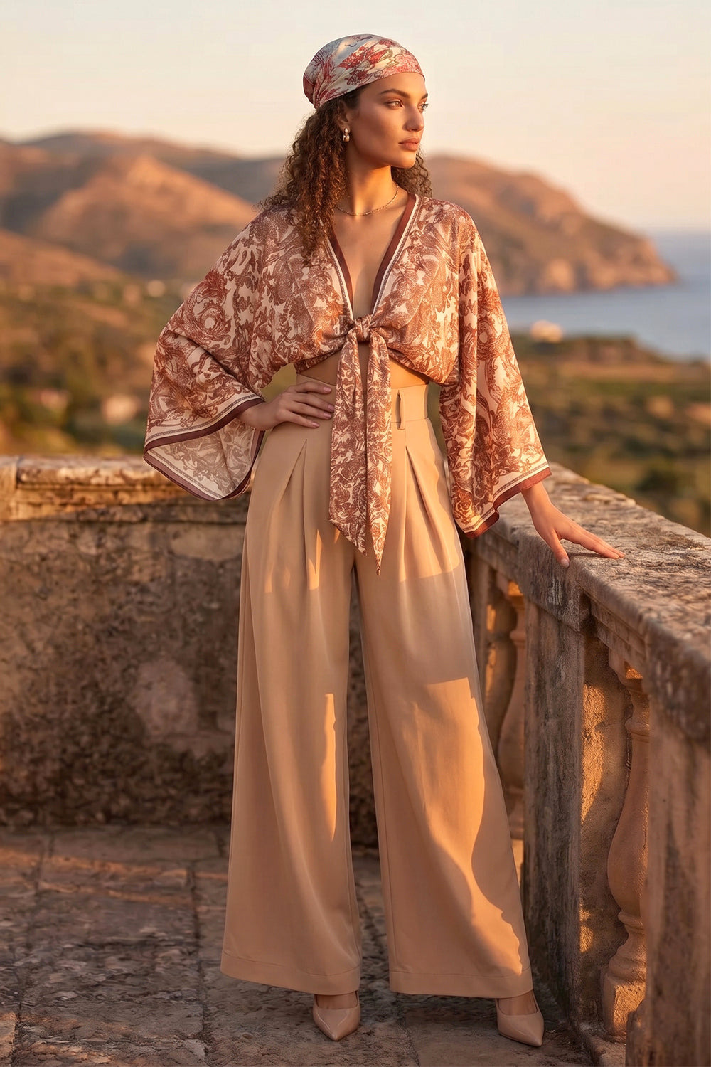 VISCOSE CROP KIMONO - ASIA BEIGE
