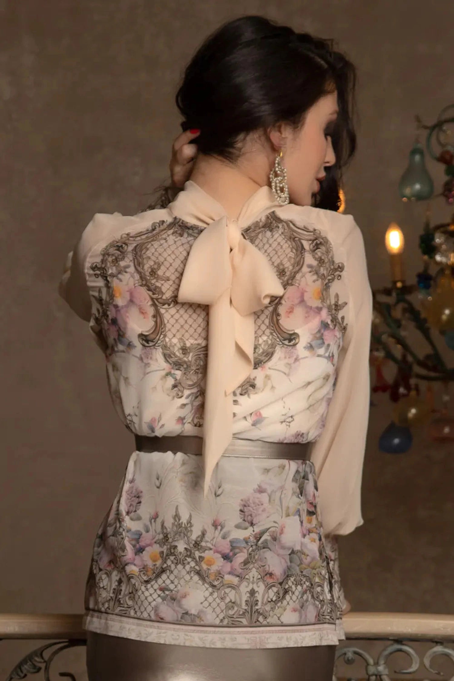 Chemisier et haut en chiffon 2-en-1 design - Fleurs baroques