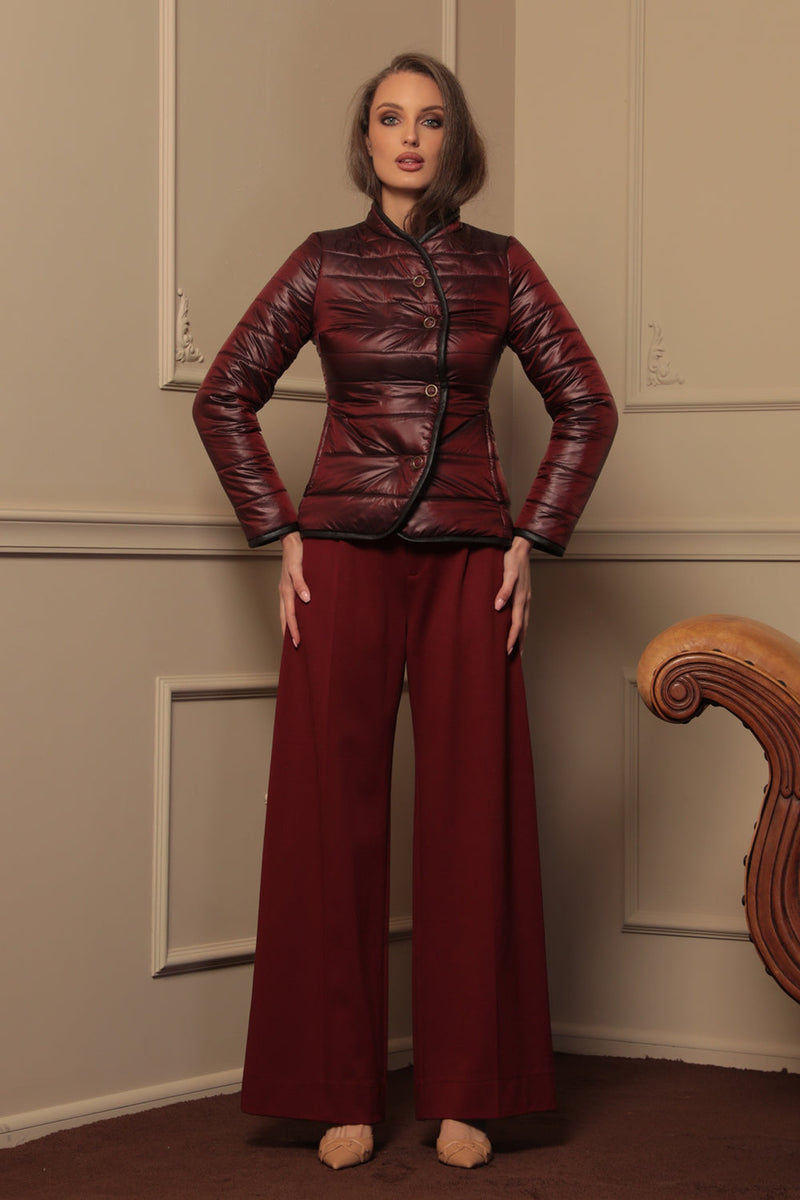 LIGHTLY COATED JACKET WITH QUILTED LINING IN BURGUNDY - ESSENTIALS