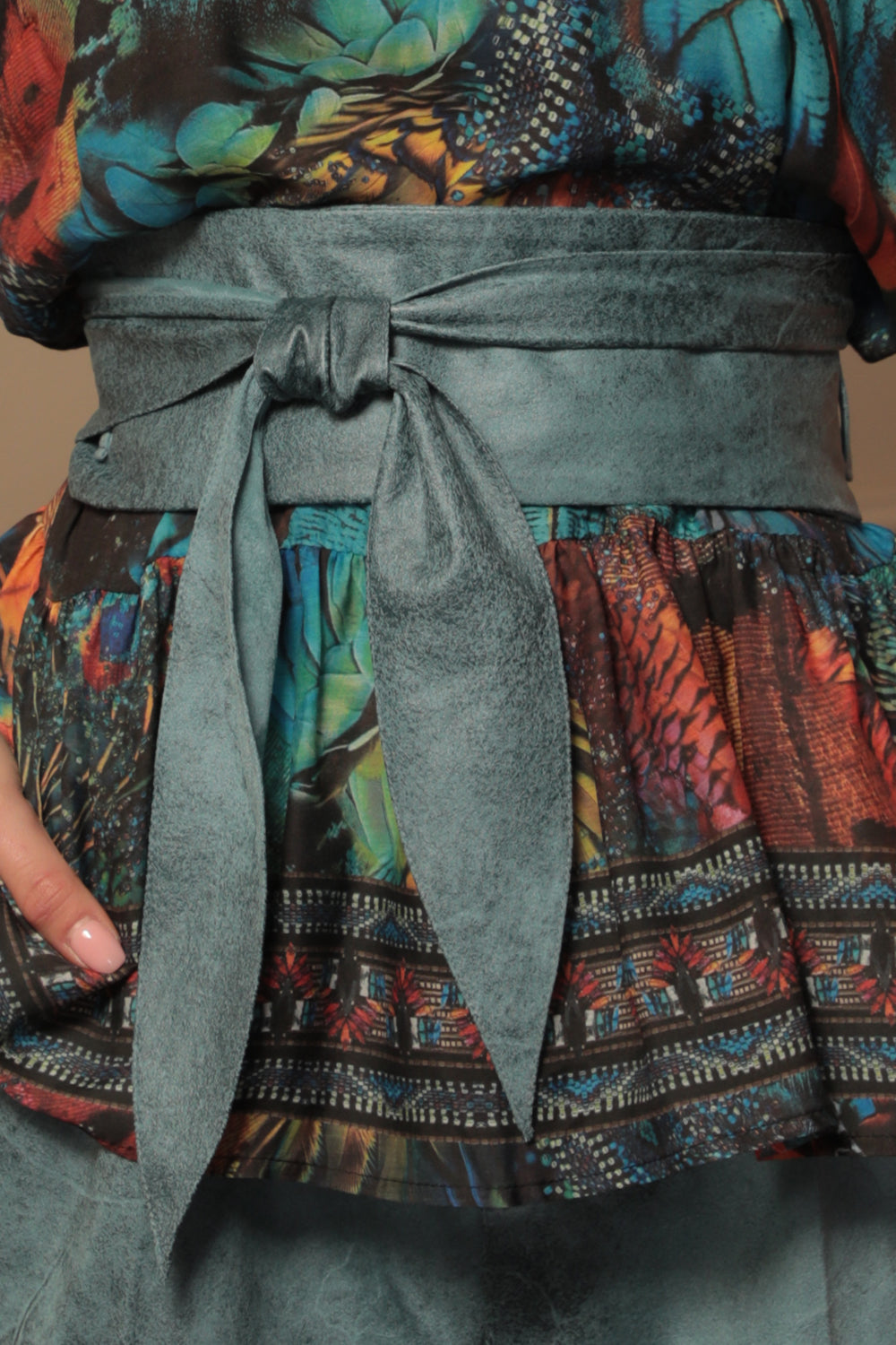 WRAP-STYLE BELT - SUEDE-LIKE IMITATION IN BLUE - ESSENTIALS